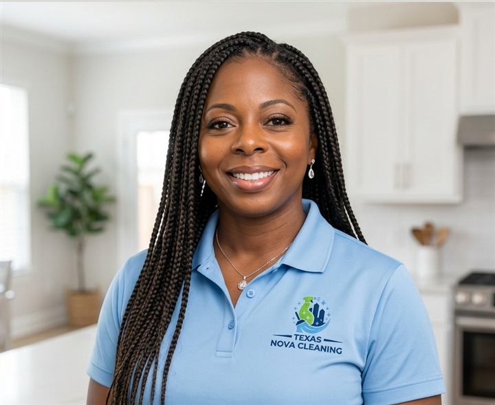 Mary B. Santos, Co-Owner and Field Manager at Texas Nova Cleaning, in company uniform